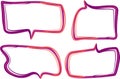 purple pink marker stroke art lines colorful speech bubbles Royalty Free Stock Photo