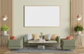 Frame Photo on living room for using to presentation or show your art design Royalty Free Stock Photo