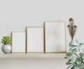 Frame Photo on wall for using to presentation or show your art design Royalty Free Stock Photo