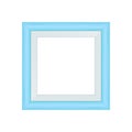 Framework blue pastel wooden blank for picture, image of square frames blue soft color square isolated on white background, blank