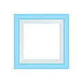 Framework blue pastel wooden blank for picture, image of square frames blue soft color square isolated on white background, blank