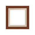 Framework brown wooden blank for picture, image of square frames brown color square isolated on white background, blank vintage