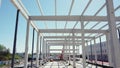Framework On The Construction Site Of Modern Architecture Office Or Commercial Building Made Of Steel Reinforced Royalty Free Stock Photo
