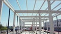 Framework On The Construction Site Of Modern Architecture Office Or Commercial Building Made Of Steel Reinforced Royalty Free Stock Photo