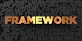 Framework - Gold text on black background - 3D rendered royalty free stock picture