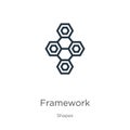 Framework icon. Thin linear framework outline icon isolated on white background from shapes collection. Line vector sign, symbol