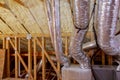 Framework showing the copper plumbing tubing and HVAC vents being installed. Royalty Free Stock Photo