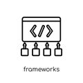 Frameworks icon. Trendy modern flat linear vector Frameworks icon on white background from thin line Technology collection