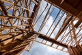 Framing beam of new house under construction home framing Royalty Free Stock Photo