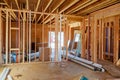 Framing beam of new house under construction home framing