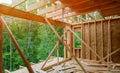 Framing beam of new house under construction home framing Royalty Free Stock Photo