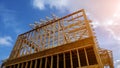 Framing beam of new house under construction home framing