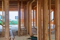 Framing beam of new house under construction home framing Royalty Free Stock Photo