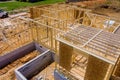 Framing beam of new house under construction home framing Royalty Free Stock Photo