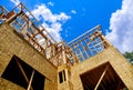 Framing beam of new house under construction wood home Royalty Free Stock Photo