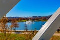 The fountain and lake of the Heartland of America Park Omaha Nebraska USA