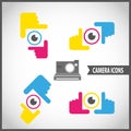 Framing hands camera icon set