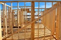Framing for strength in new wood frame residential building.
