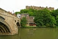 Framwellgate Bridge and Durham castle in Durham, England Royalty Free Stock Photo
