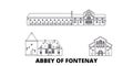 France, Abbey Of Fontenay line travel skyline set. France, Abbey Of Fontenay outline city vector illustration, symbol