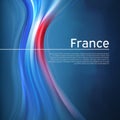 France abstract flag background. Blurred pattern of light colors lines of the french flag in the blue sky, business brochure Royalty Free Stock Photo