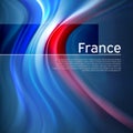 France abstract flag background. Blurred pattern of light colors lines of the french flag in the blue sky, business brochure Royalty Free Stock Photo