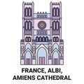 France, Albi, Amiens Cathedral travel landmark vector illustration Royalty Free Stock Photo