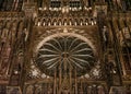 Illuminated facade of the cathedral of Notre Dame in Strasbourg at night Royalty Free Stock Photo