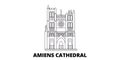 France, Amiens Cathedral line travel skyline set. France, Amiens Cathedral outline city vector illustration, symbol