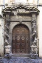 France, Arles, old door and sculpture.