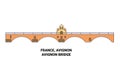France, Avignon, Bridge travel landmark vector illustration
