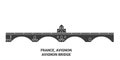 France, Avignon, Bridge travel landmark vector illustration Royalty Free Stock Photo