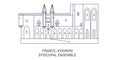 France, Avignon, Episcopal Ensemble travel landmark vector illustration