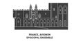 France, Avignon, Episcopal Ensemble travel landmark vector illustration