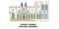 France, Avignon, Episcopal Ensemble travel landmark vector illustration