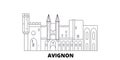 France, Avignon Landmark line travel skyline set. France, Avignon Landmark outline city vector illustration, symbol