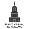 France, Avignon, Papal Palace, travel landmark vector illustration