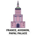 France, Avignon, Papal Palace, travel landmark vector illustration