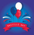 France balloons with ribbon of happy bastille day vector design Royalty Free Stock Photo