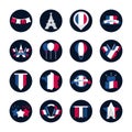 France and bastille day block and flat style icon set vector design Royalty Free Stock Photo