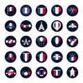 France and bastille day block and flat style icon set vector design Royalty Free Stock Photo