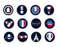 France and bastille day block and flat style icon set vector design Royalty Free Stock Photo