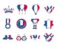 France and bastille day line and fill style icon set vector design Royalty Free Stock Photo