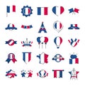 France and bastille day line and fill style icon set vector design Royalty Free Stock Photo