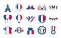 France and bastille day line and fill style icon set vector design Royalty Free Stock Photo