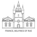 France, Belfries Of Rue travel landmark vector illustration