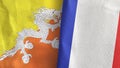 France and Bhutan two flags textile cloth 3D rendering