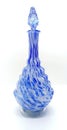 France Blue and white Clichy glass decorative decanter on white background