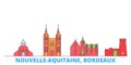France, Bordeaux line cityscape, flat vector. Travel city landmark, oultine illustration, line world icons