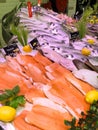 FRANCE, BORDEAUX, February, 9, 2024: Assortment of fresh daily fish on ice market in supermarket Royalty Free Stock Photo